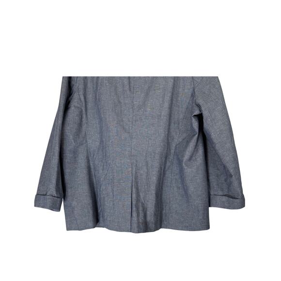 J Crew Gray Cotton Linen Preppy Single Breast Long Roll Cuff Blazer Size 20 - Picture 7 of 10
